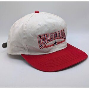 Vintage Colorado Hat Cap Leather Strap Back Hiking Outdoors VTG 90s Red White